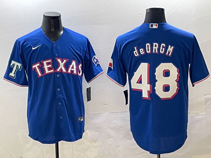 Men Texas Rangers #48 Degrom Blue Game 2025 Nike MLB Jersey style 2